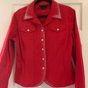 Christine Alexander Red Beaded Jacket Size L
